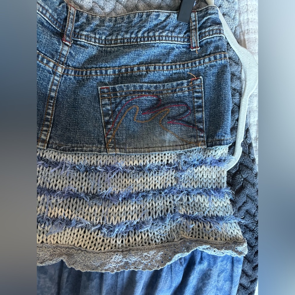 Y2K Arizona Jeans Boho Whimsy Blue Tiered Skirt - Picture 4 of 8